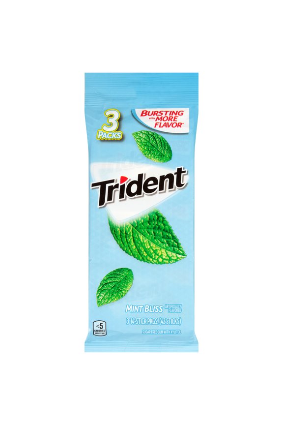 Sugar Free Gum, Mint Bliss, 3 Packs of 14 Regular Size Pieces (42 Total Pieces)