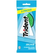 Trident Sugar Free Gum, Mint Bliss, 3 Packs of 14 Regular Size Pieces (42 Total Pieces)