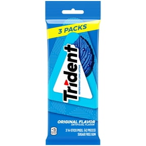 Trident Sugar Free Original Flavor Xylitol Chewing Gum, 14 pieces, 3 Wallet Packs