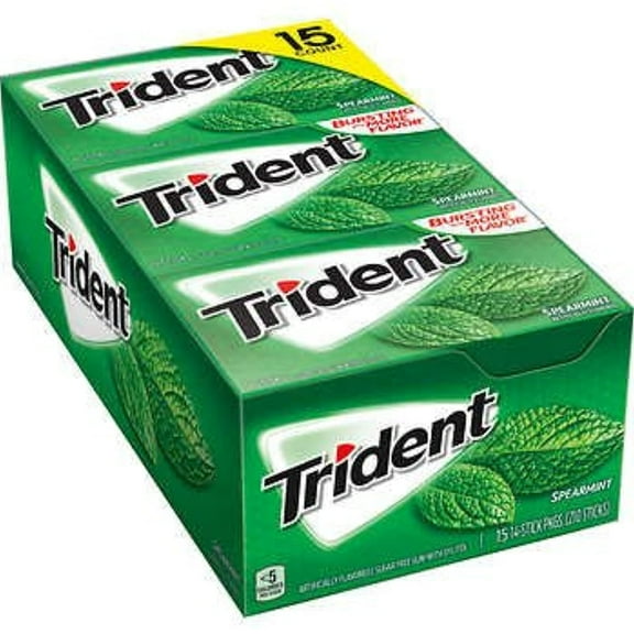 Trident Spearmint Sugar Free Gum, 14 Pcs., 15 Pk.