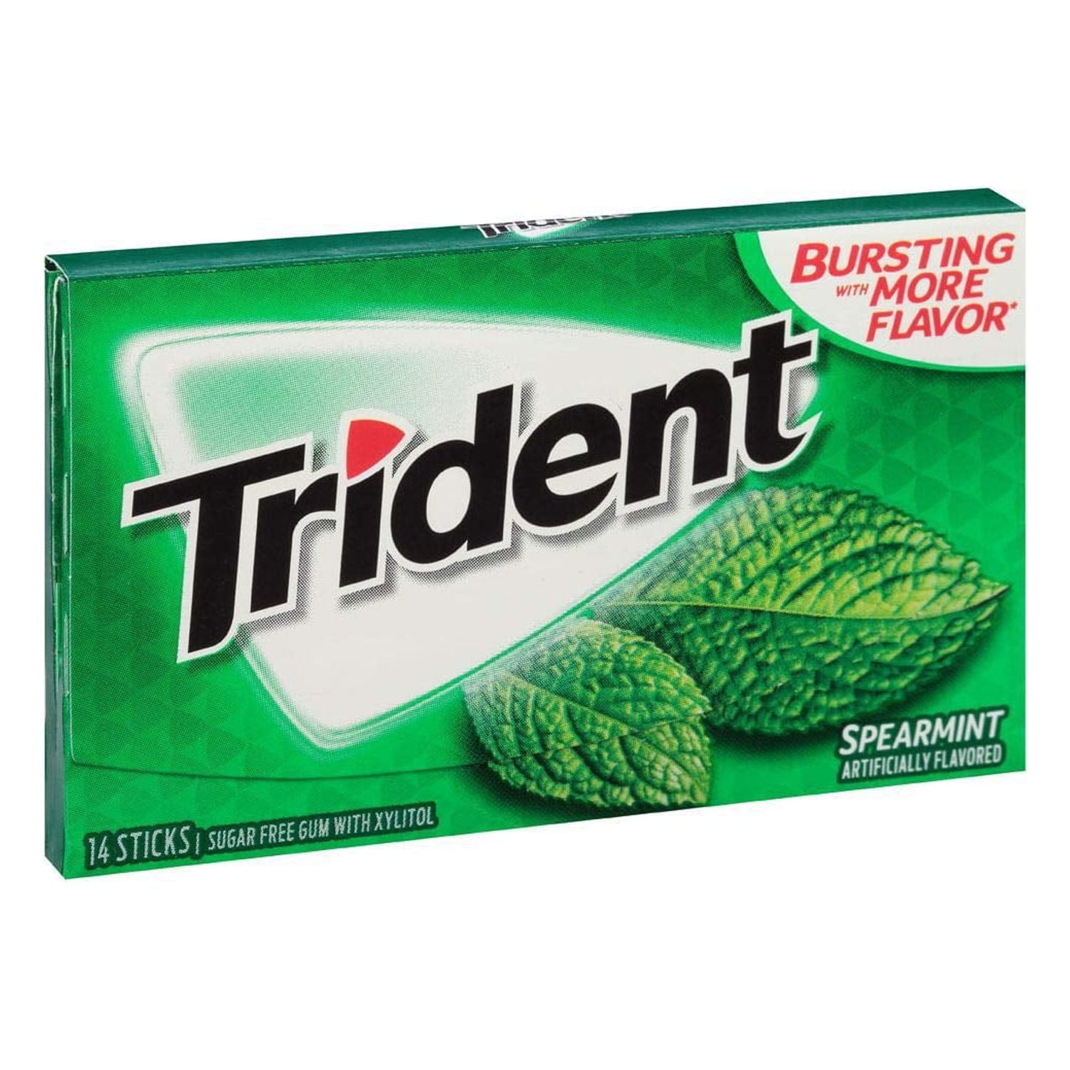 Trident Sugar Free Gum, Spearmint, 14 Pieces, Pack of 15