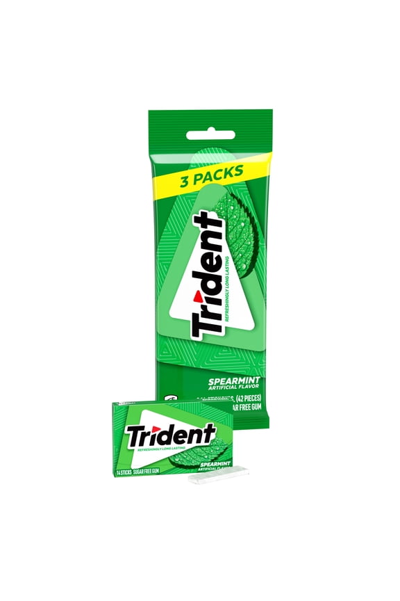 Sugar Free Gum, Spearmint, 3 packs of 14 Pieces (42 Total Pieces)