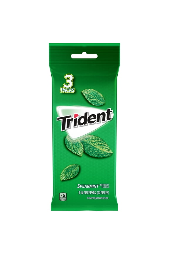 Sugar Free Gum, Spearmint Flavor, 3 Packs (42 Pieces Total)
