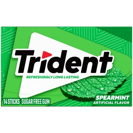 Trident Sugar Free Gum, Spearmint, Regular Size, 14 Pieces