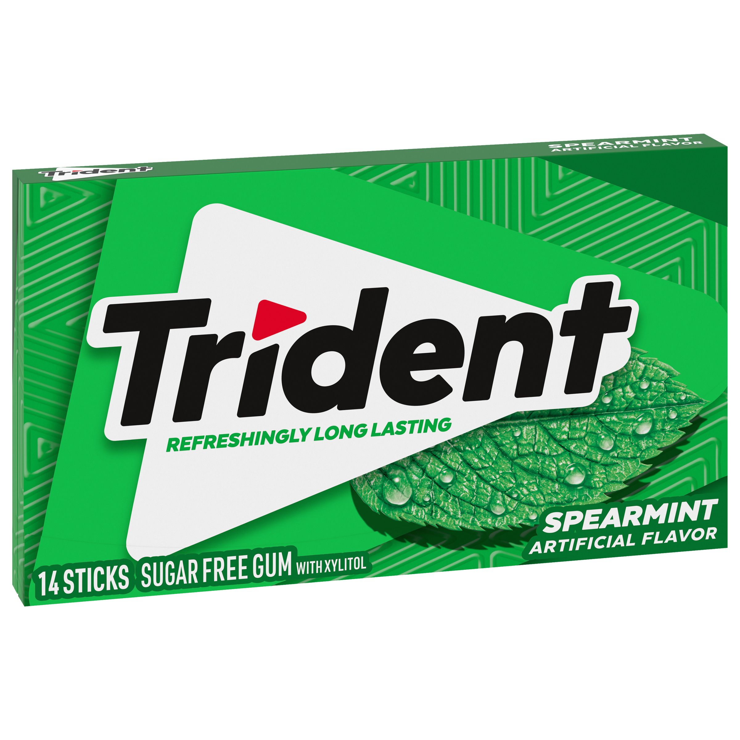 Trident Sugar Free Gum, Spearmint, Regular Size, 14 Pieces - image 1 of 13