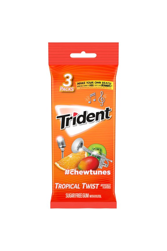 Sugar Free Gum, Tropical Twist, 3 Packs of 14 Regular Size Pieces (42 Total Pieces)