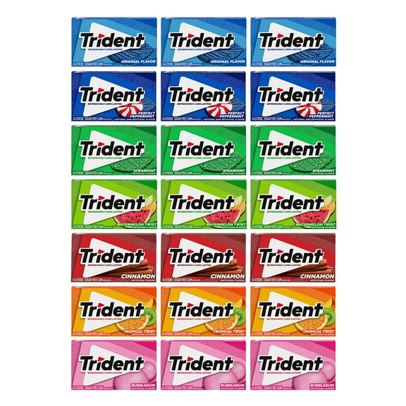 Trident Sugar-Free Chewing Gum BCF26 Variety Pack Candy, Assorted Flavors, 21 Packs of 14 Pieces (294 Total Pieces)