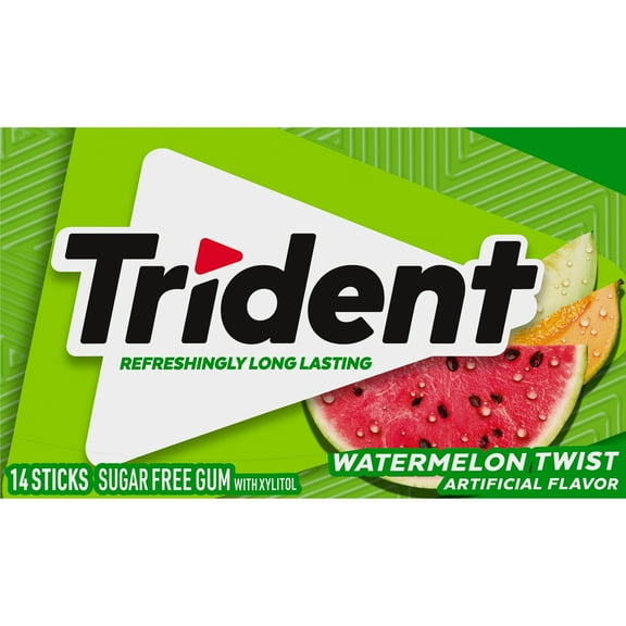 Trident Sugar Free Gum, Watermelon Twist, Regular Size, 14 Pieces