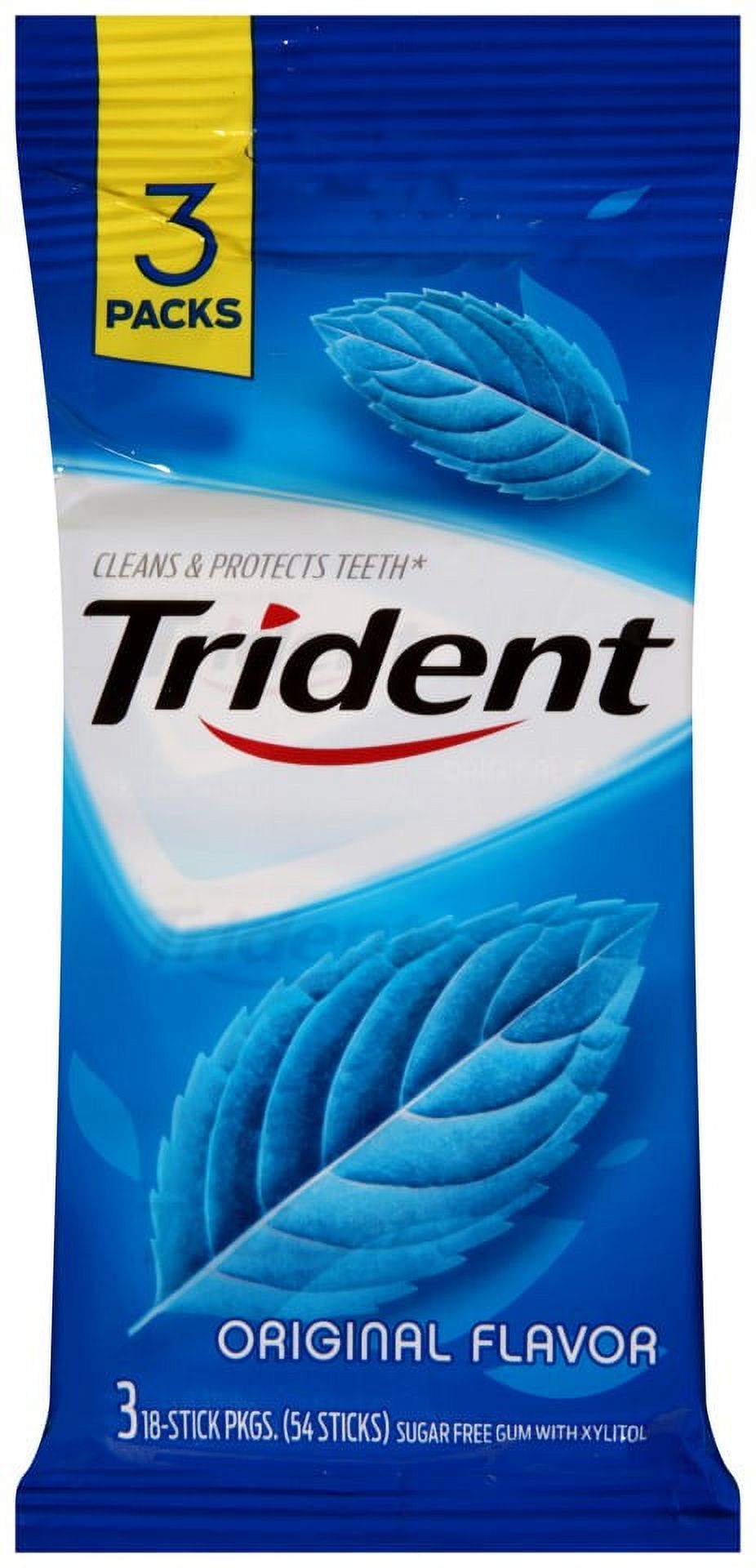 Trident Sugar-Free Original Flavor Gum, 18 Pieces, 3 Count - image 1 of 3