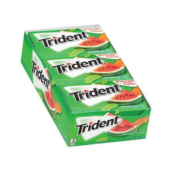 Trident  Sugar Free Watermelon Twist Chewing Gum - 14 Piece- pack of 12