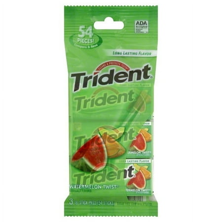 Trident Sugar-Free Watermelon Twist Flavor Gum, 18 Pieces, 3 Count