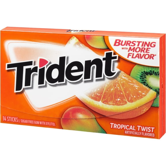 Trident Sugarless Gum, Tropical Twist, 14-Count Packages Pack of 15RDC35