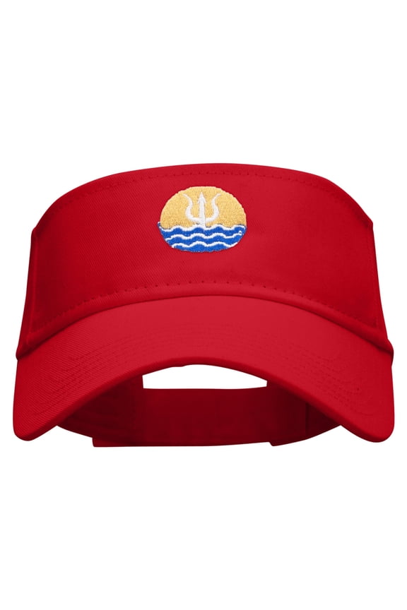 Trident Sunset Embroidered Cotton Twill Sun Visor - Red OSFM
