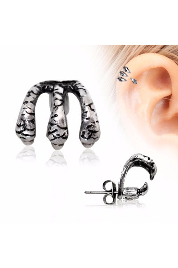 Trident Triple WildKlass Claw Earring 316L Stainless Steel