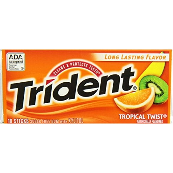 Trident Tropical Twist Sugar Free Gum, 14 Count