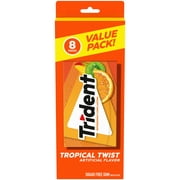 Trident Tropical Twist Sugar Free Gum, Value Pack, 8 Packs of 14 Pieces (112 Regular Size Pieces)