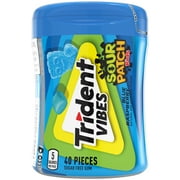 Trident Vibes Sour Patch Kids Sugar Free Gum, Blue Raspberry, Regular Size, 40 Piece Bottle