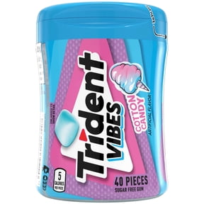 Trident Vibes Sugar Free Gum, Cotton Candy, Regular Size, 40 Piece Bottle