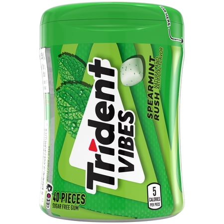 Trident Vibes Sugar Free Gum, Spearmint Rush, Regular Size, 40 Piece Bottle