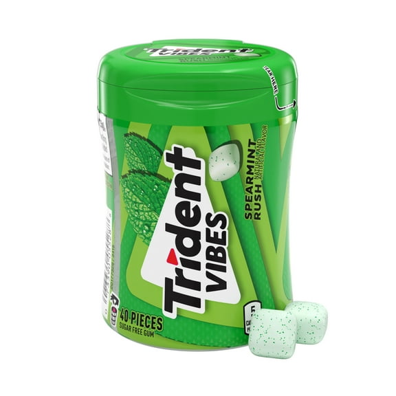Trident Vibes Sugar Free Gum, Spearmint Rush, Regular Size, 40 Piece Bottle