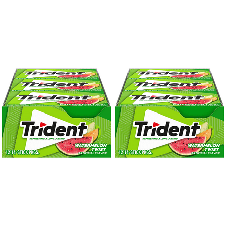 Trident Watermelon Twist Sugar Free Gum, 24 Packs of 28 Pieces (336 Total Pieces) DOUBLE UP DEAL