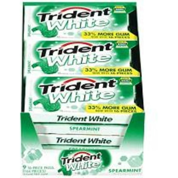Trident White Gum Spearmint 9 pack (16 ct per pack) (Pack of 3)