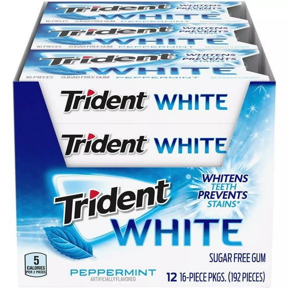 Trident White Peppermint Sugar Free Gum 16 Ct. 12 Pk.