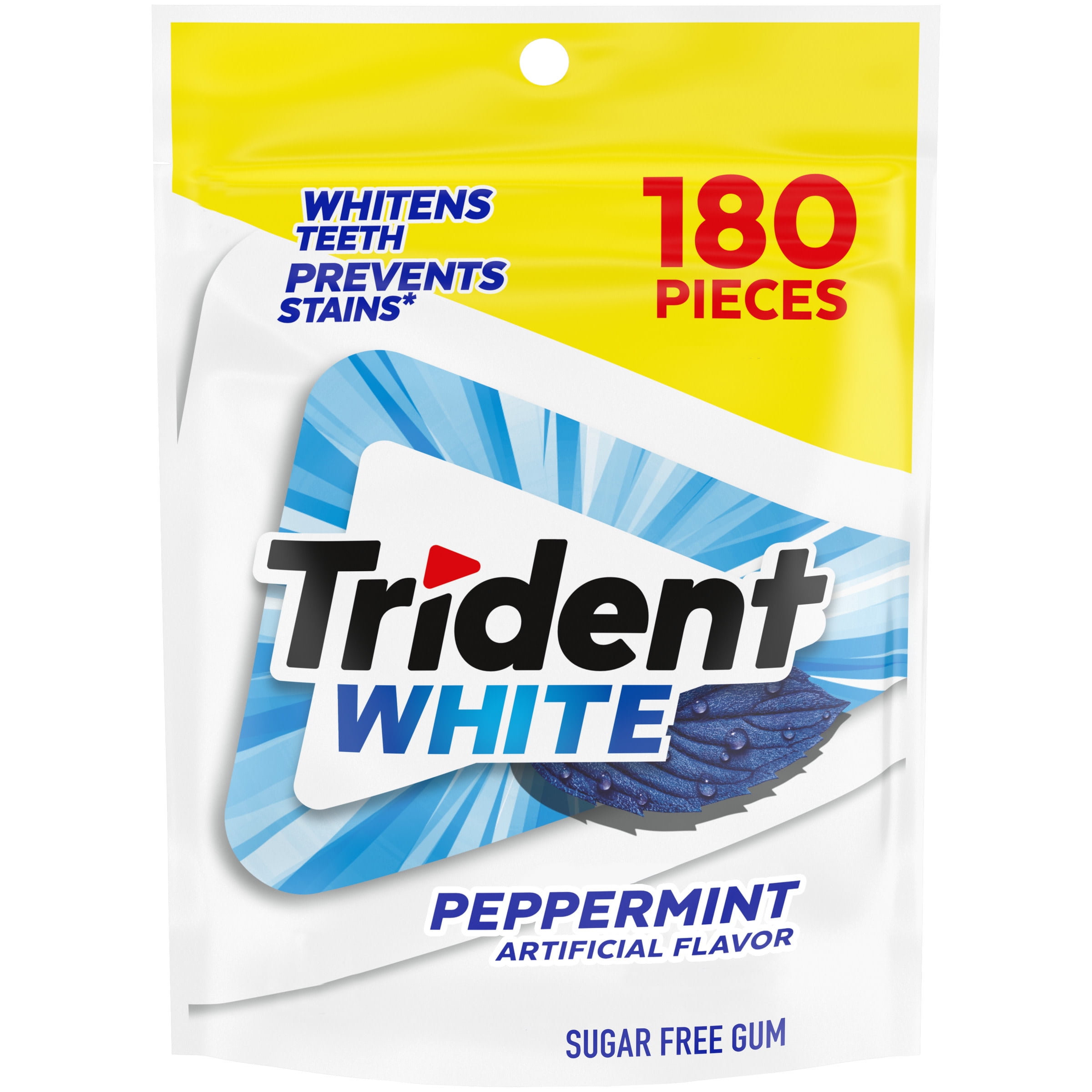 Trident White Peppermint Sugar Free Gum, Value Pack, 180 Regular Size Pieces