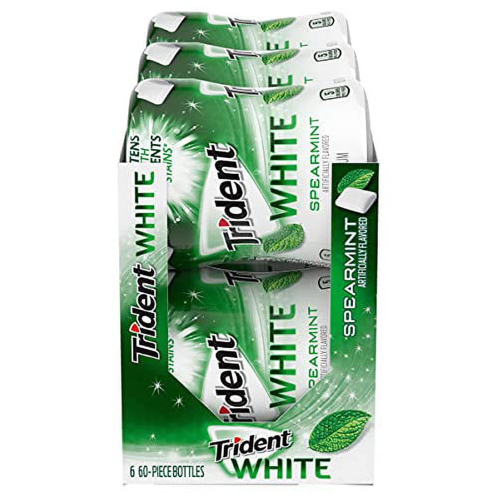 Trident White Spearmint Sugar .. Free Gum, 6 Bottles .. of 60 Pieces (360 .. Total Pieces)