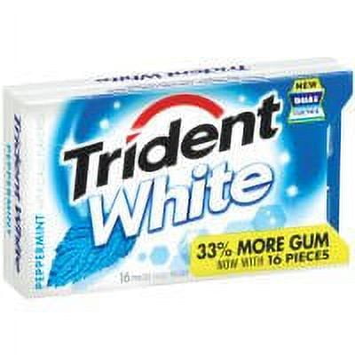 Trident White Sugarless Gum, Peppermint Gum, 1 ct, 16 pieces
