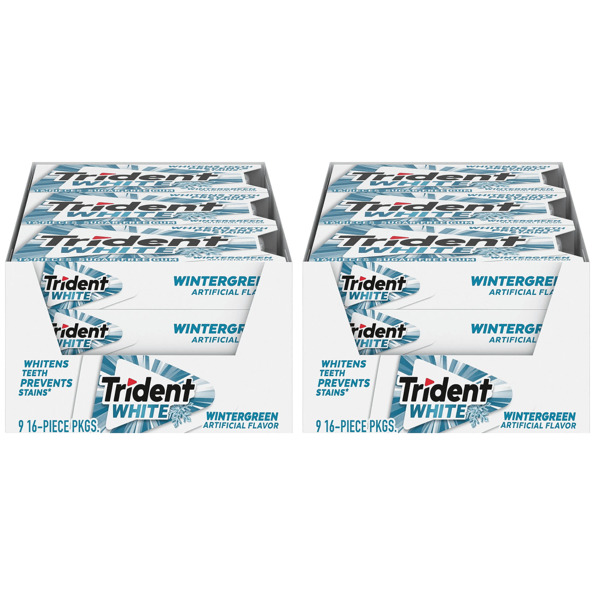 Trident White Wintergreen Sugar Free Gum 18 Packs of 32 Pieces (288 Total Pieces) DOUBLE UP AND SAVE