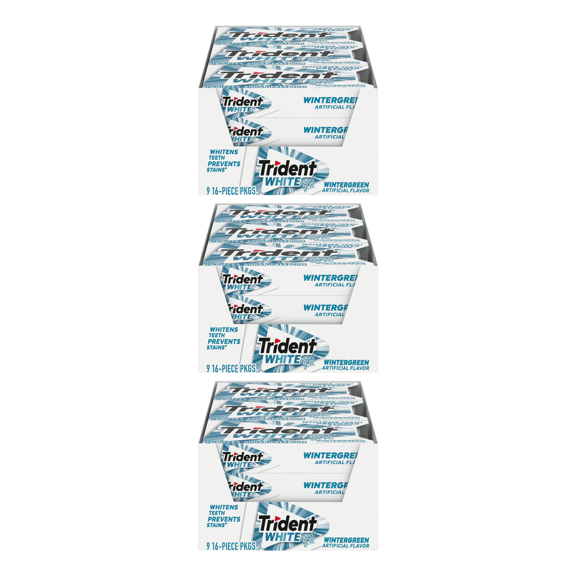 Trident White Wintergreen Sugar Free Gum, 27 Packs of 48 Pieces (432 Total Pieces) BIG TRIPLE PLAY