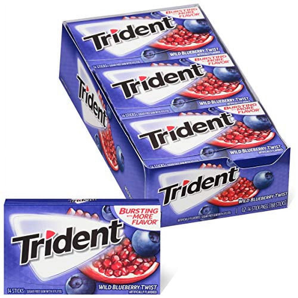 Trident Wild Blueberry Twist Sugar Free Gum, Made with Xylitol, 12 ...