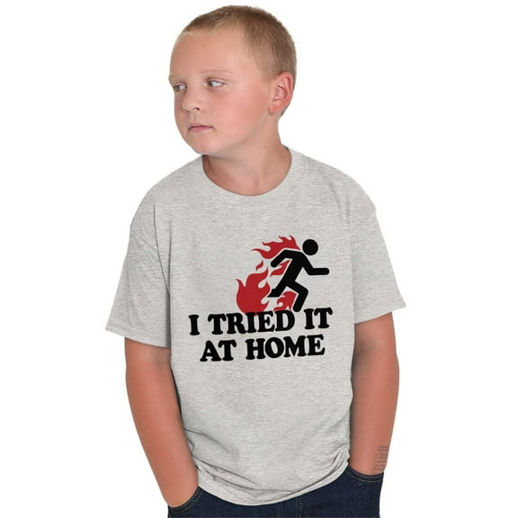 Tried It Home Nerd Science Project Crewneck T Shirts Boy Girl Teen Brisco Brands L