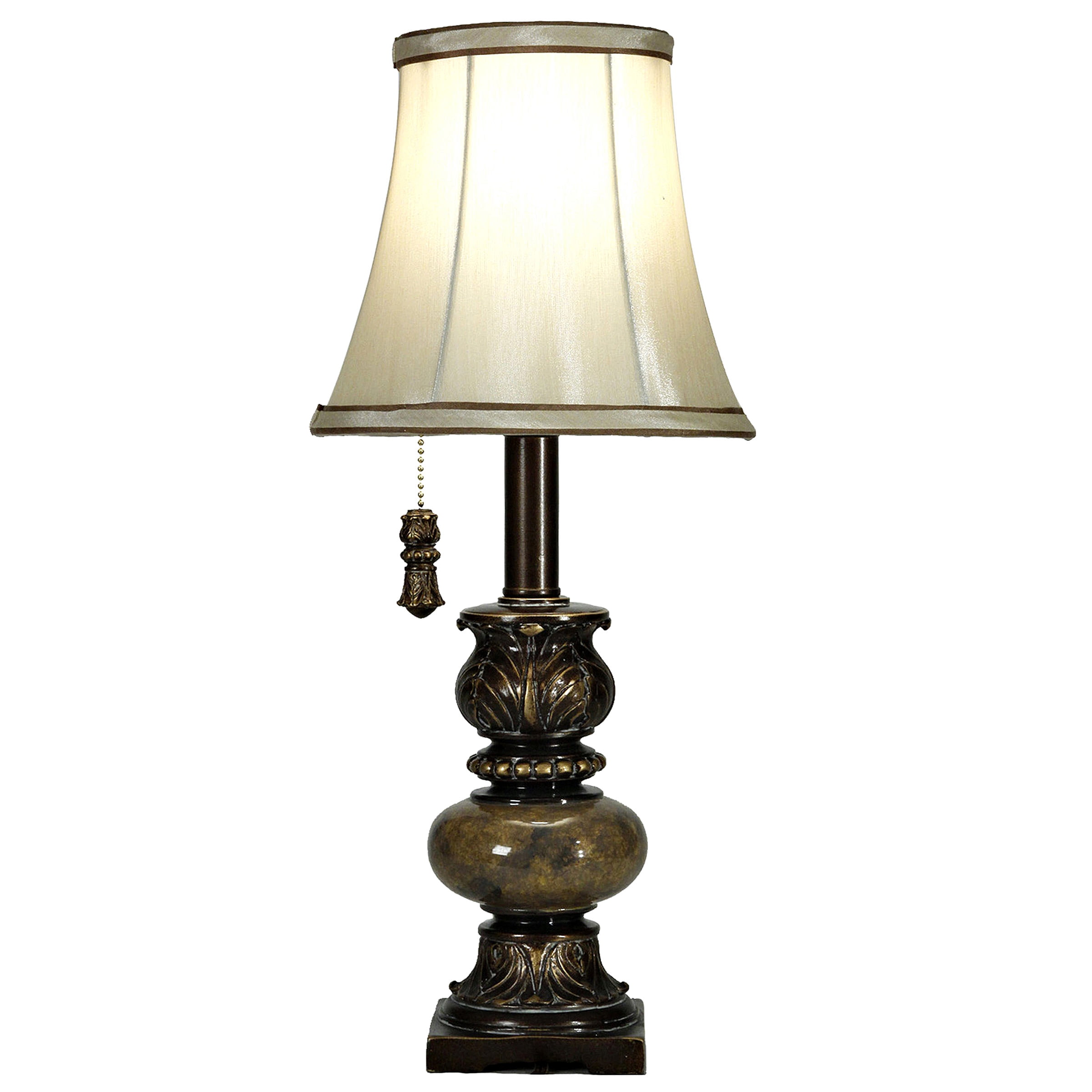 Trieste Accent Table Lamp with a Single Pull Chain Brown Marbling