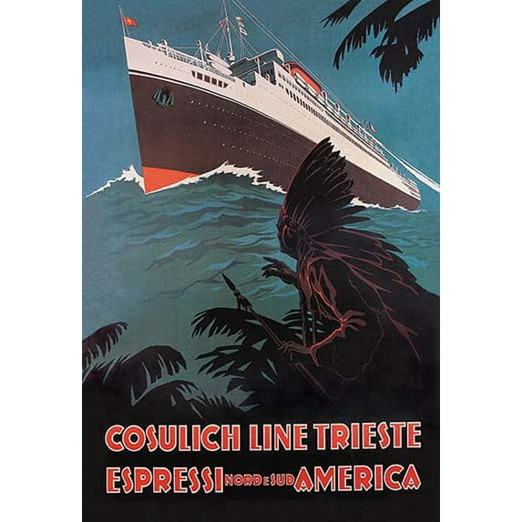 Trieste Cruise Line to North and South America Fine art canvas print (20" x 30")