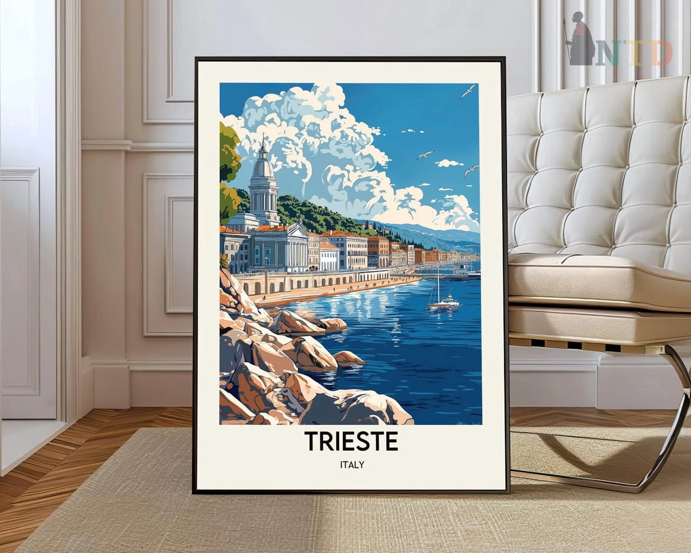 Sea Drawinds Trieste Italy Wall Art Print, Adriatic Sea City Travel Decor - Walmart.com