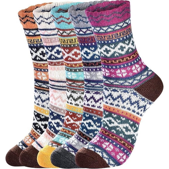 Trifabricy Wool Socks for Women - Womens Wool Socks Comfortable and Warm, Classic Thick Knit Soft Vintage Casual Crew Sock
