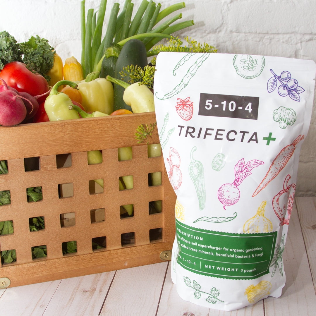 Trifecta+ 5-10-4 organic all purpose plant flower and vegetable fertilizer - 3 pound bag