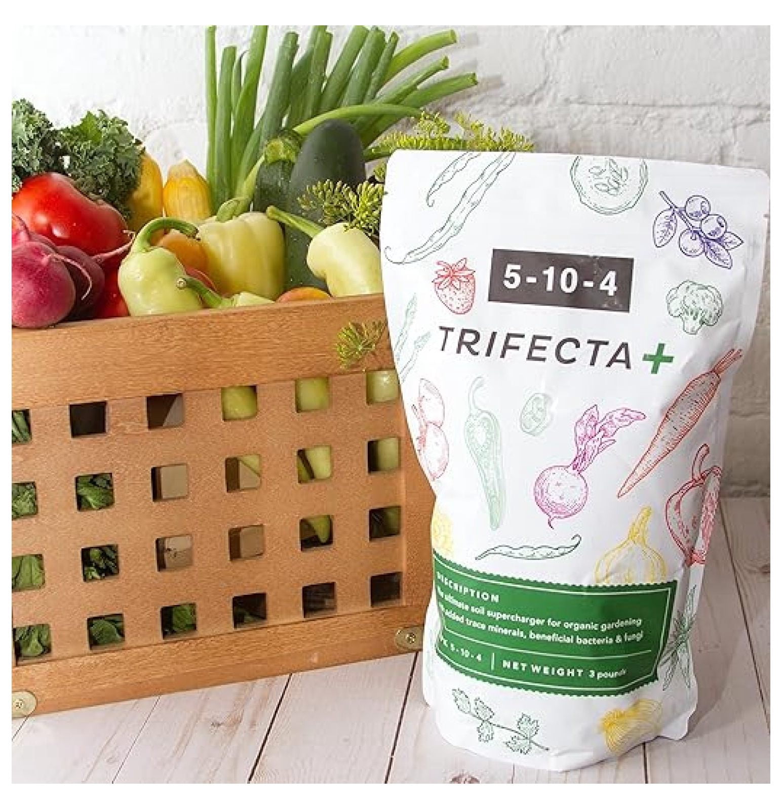 Trifecta+ Organic Fertilizer 6LB - All Purpose Plant Food for Flowers, Vegetables, & Herbs; 5-10-4 NPK Formula; Indoor & Outdoor Use; Slow Release Plant Nutrition