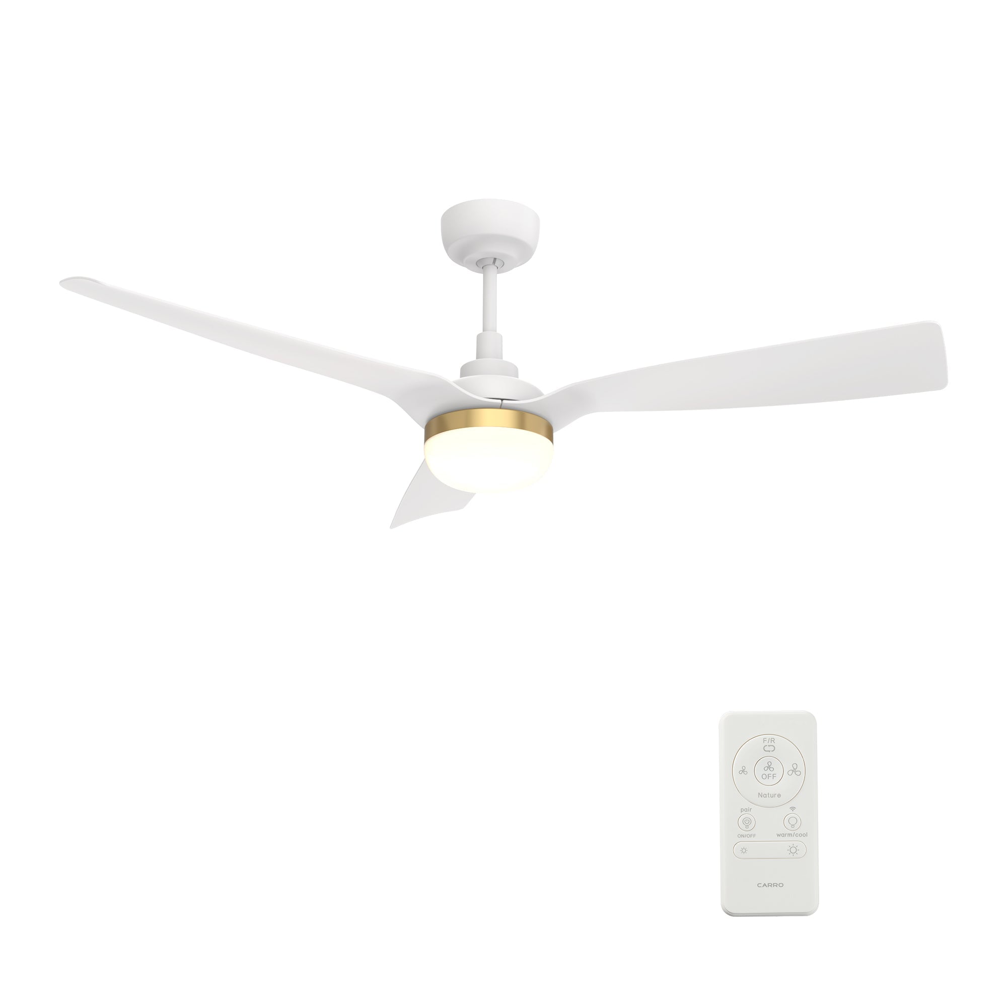 52" White and Gold LED Ceiling Fan with Remote and Smart Control
