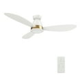 thumbnail image 1 of Trifecte 52" White/Gold Flush Mount Ceiling Fan with Dimmable LED Light and Remote Control, 1 of 8