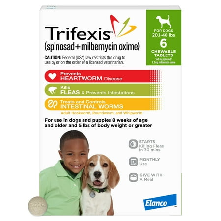 Trifexis Heartworm Prevention | Treats & Controls Flea Infestations + 4 Other Worms | Dogs 20.1-40 lbs.