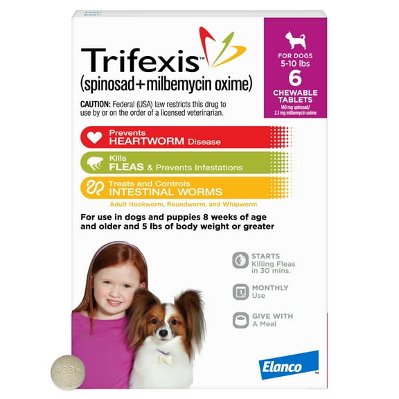 Trifexis Chewable Tablet for Dogs, 5-10 lbs (Magenta Box)