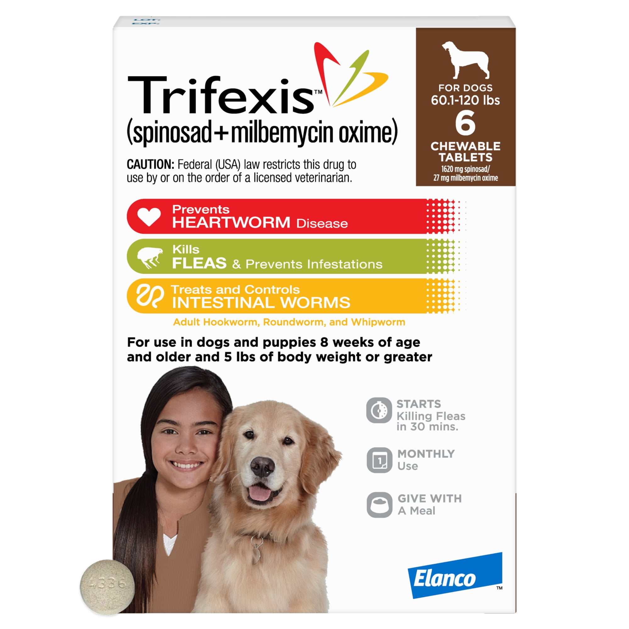 Trifexis Chewable Tablet for Dogs, lbs (Brown Box