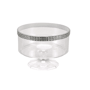Trifle Small Clear Bowl Silver Rim Jewel Accent For Snacks & Cakes 40 oz