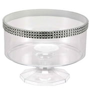 Trifle Small Clear Bowl Silver Rim Jewel Accent For Snacks & Cakes 80 oz