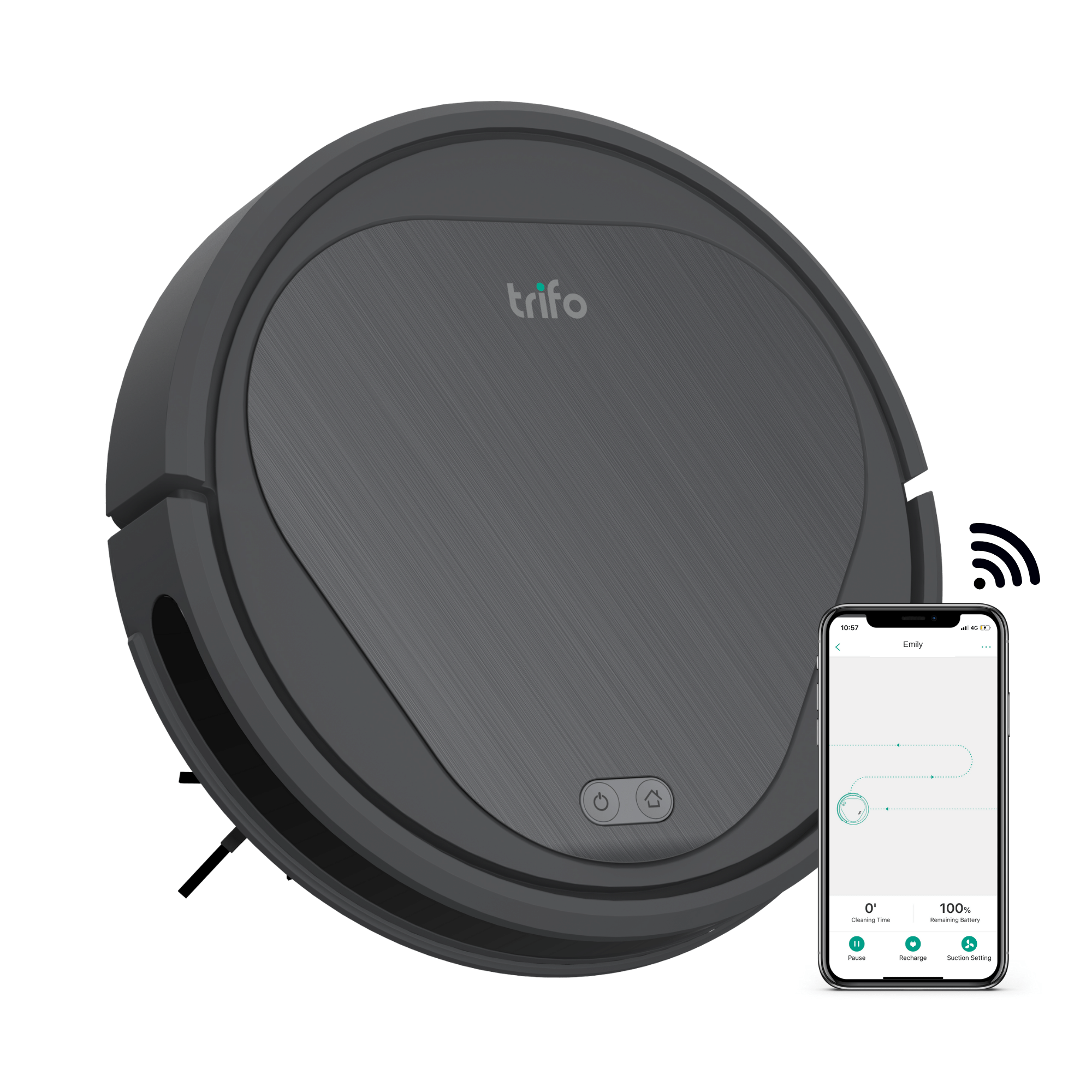 Trifo Emily Robot Vacuum, Precise Back & Forth Navigation and 110 Minute Runtime allow Emily to clean up to 3X the area of random navigating robots, Powerful Suction (2500pa), WiFi and Alexa Enabled - image 1 of 5