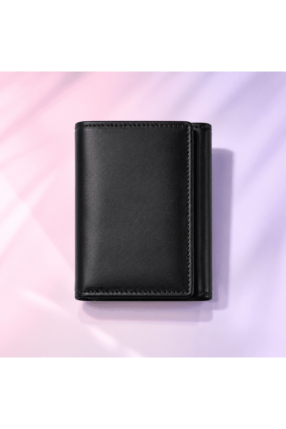 Trifold Black (Veg-Tanned Leather) Wallet 12 Card Slots RFID Blocking