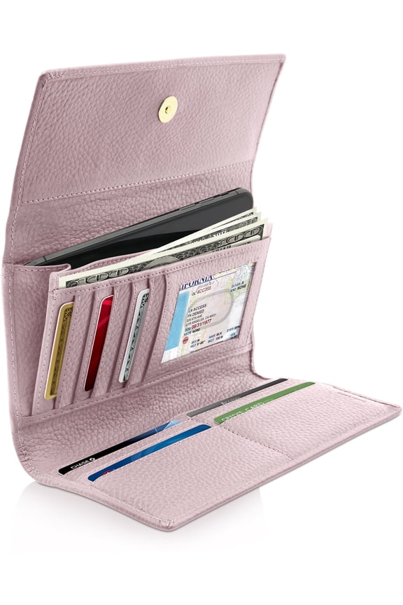 Trifold Clutch RFID Wallets For Women - Large Womens Wallet With Coin Pouch Leather Organizer With Removable Checkbook Cover Gifts For Women